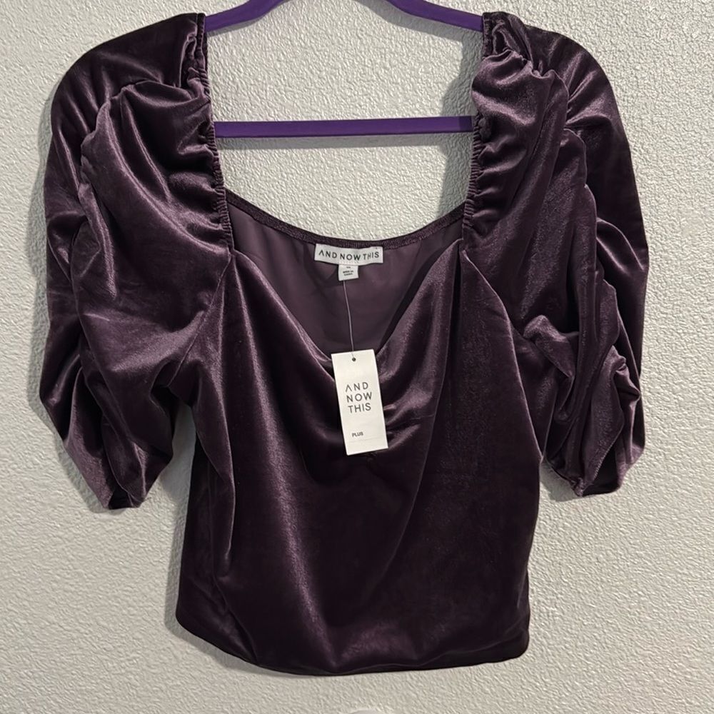 NWT- And now this- cropped purple velour top size  1X